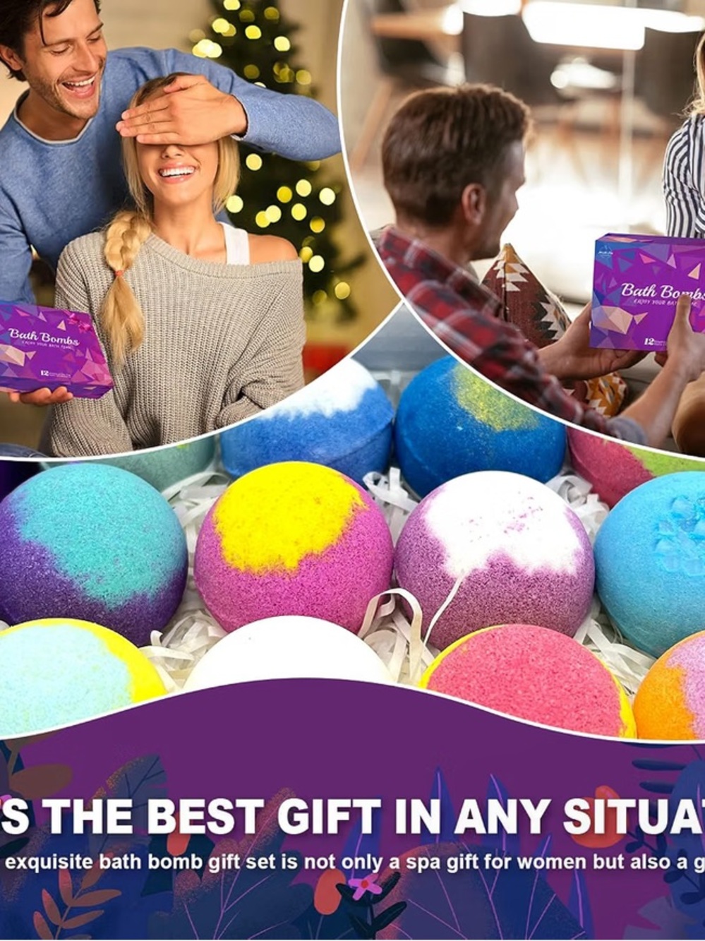Bath Bombs for Women Gift Set 12 Pack Natural Relaxing Bath Bombs for Her - Picture 2 of 15